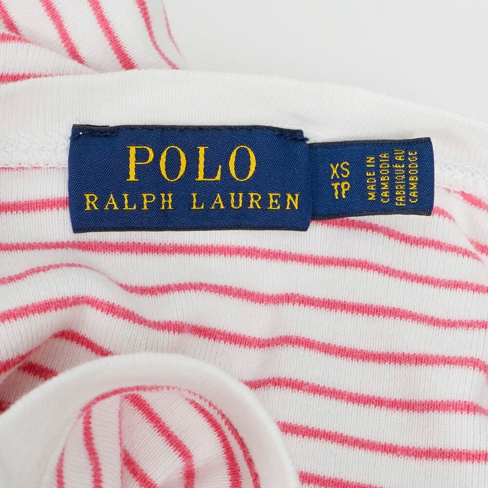 Polo Ralph Lauren Women's XS Pink White Striped T-Shirt Tee Pony Logo - Picture 3 of 7